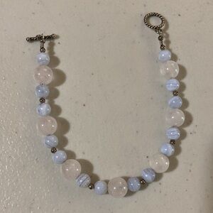 Bracelet, Multi color Marble like beads, with metal hook clasp